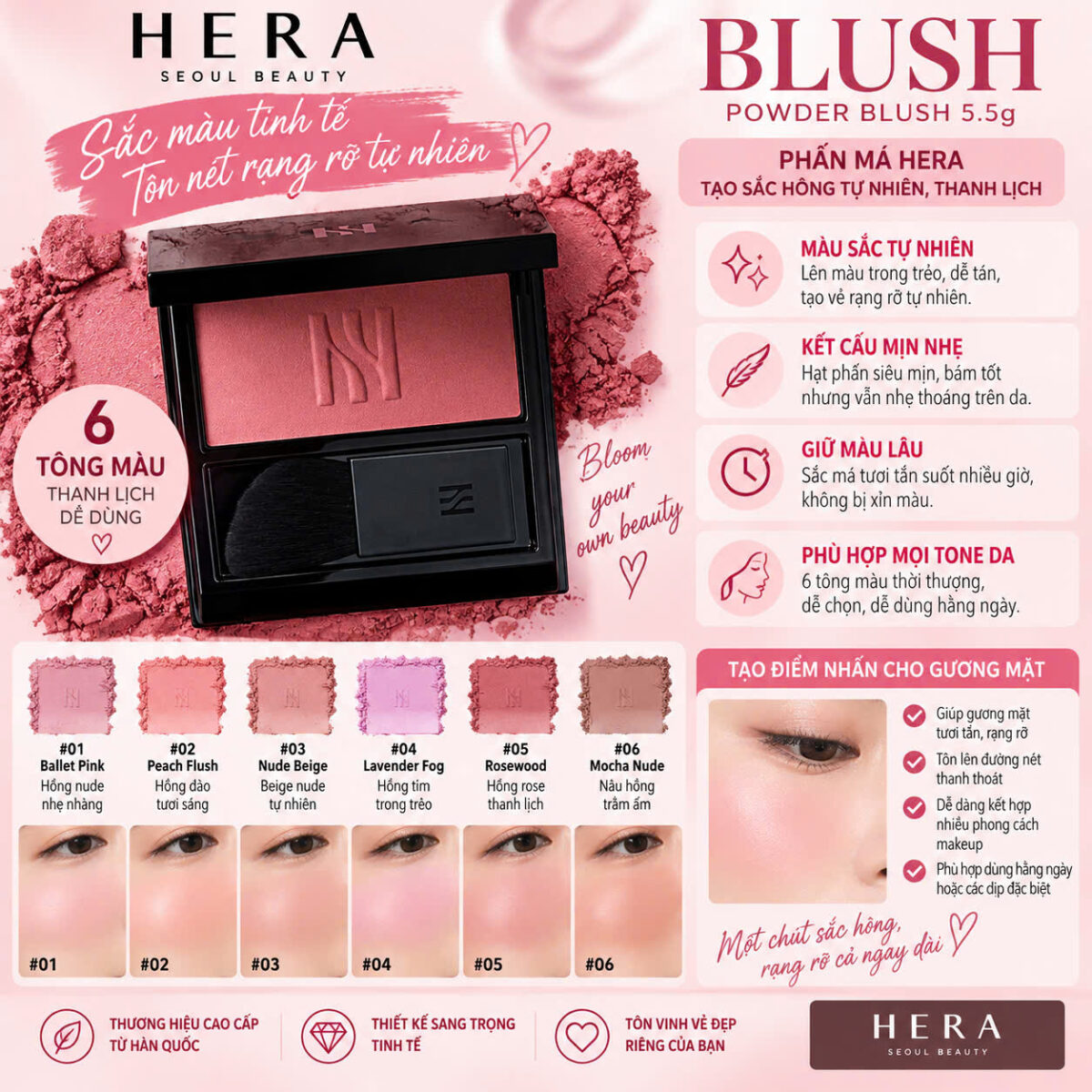 Phấn má hồng HERA BLUSH 5.5g - Ảnh 2